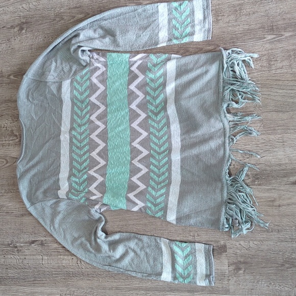 Grey, Mint, and White Open Front Cardigan - Vanity Brand - Size XL - Picture 3 of 6